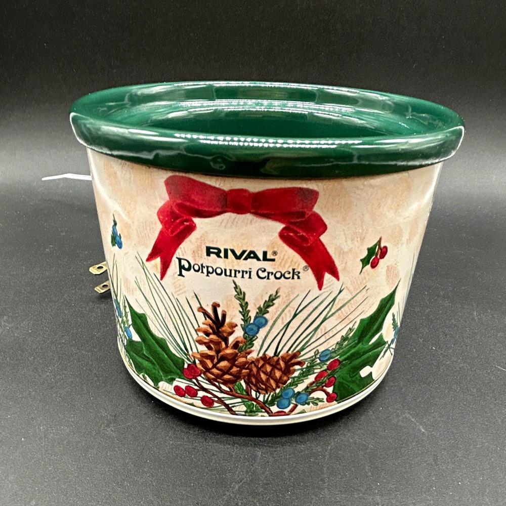 Vtg Rival Electric Ceramic Potpourri Crock Simmer Pot Christmas Holiday Green